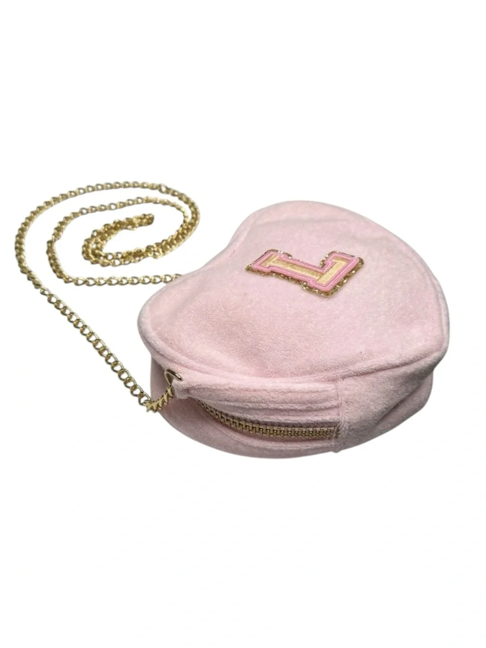 SCL x Target ☻︎ Terry Heart Crossbody Bag ☻︎ Smiley L Initial Patches ☻︎ Pink ☻︎
